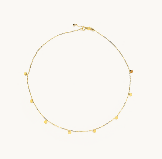 Dainty Starry Quarter Disk Adjustable Necklace